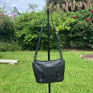 Mulberry Black Pebbled Leather Crossbody Messenger Laptop Bag